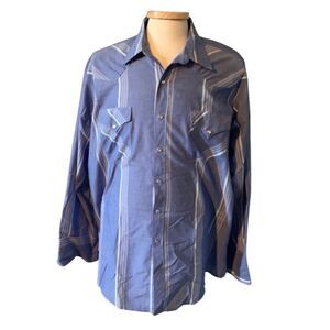 MWG 2XL Blue Stripe Pearl Snap Western Shirt